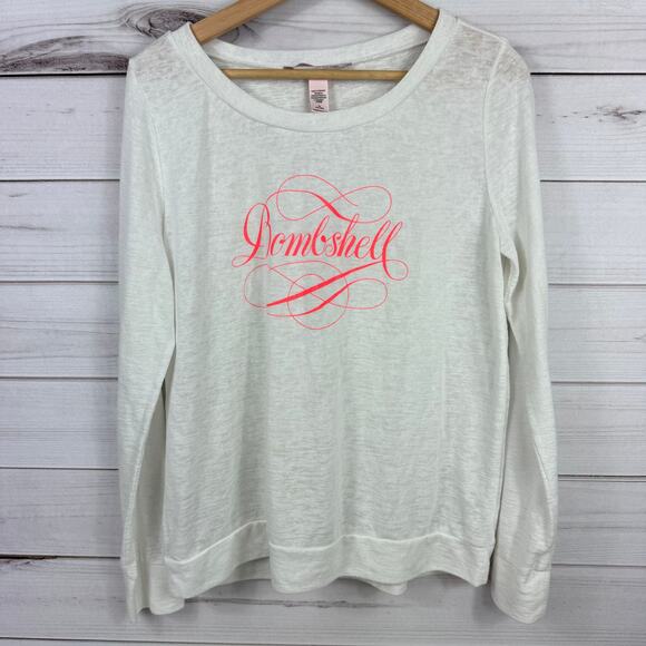 Victoria's Secret Bombshell Burnout Long Sleeve Tee Womens Medium FLAW - Picture 1 of 6